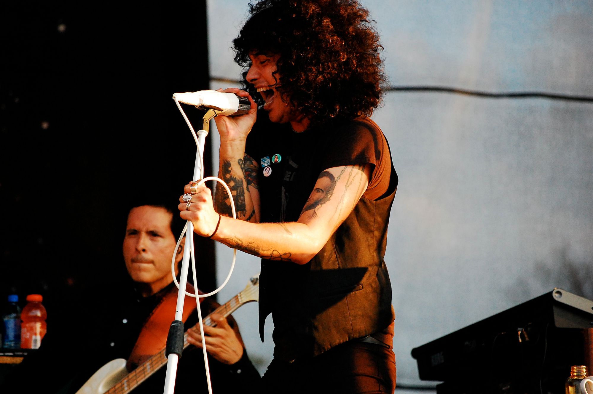 The singer for the Mars Volta, Cedric Bixler-Zavala, at Bonnaroo in 2009